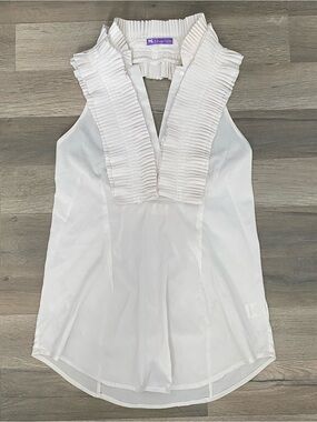 Vintage Sharon Y2K Sheer White Sleeveless Halter Top Low Back Romantic Coquette
